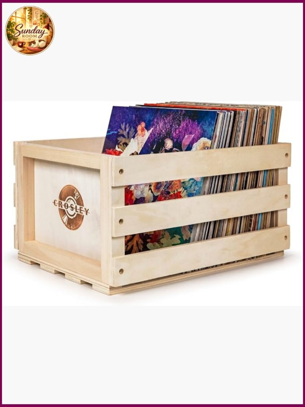Record Storage Crate Holds up to 75 Albums Solid Wood